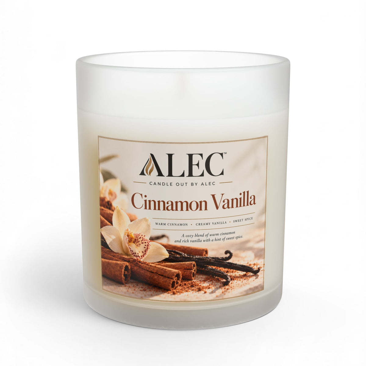 Cinnamon Vanilla Scented Glass Candle