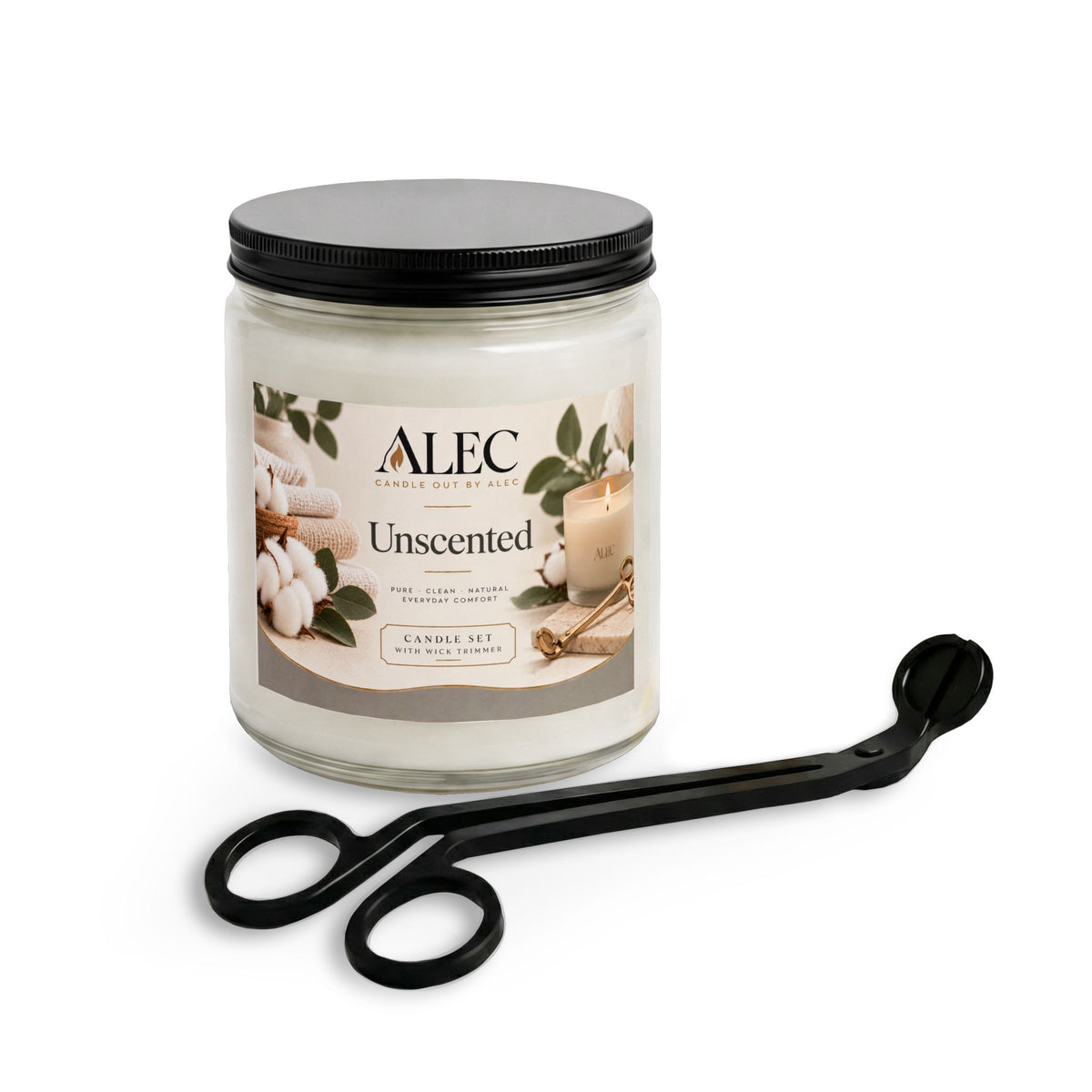 Unscented Candle Set with Wick Trimmer