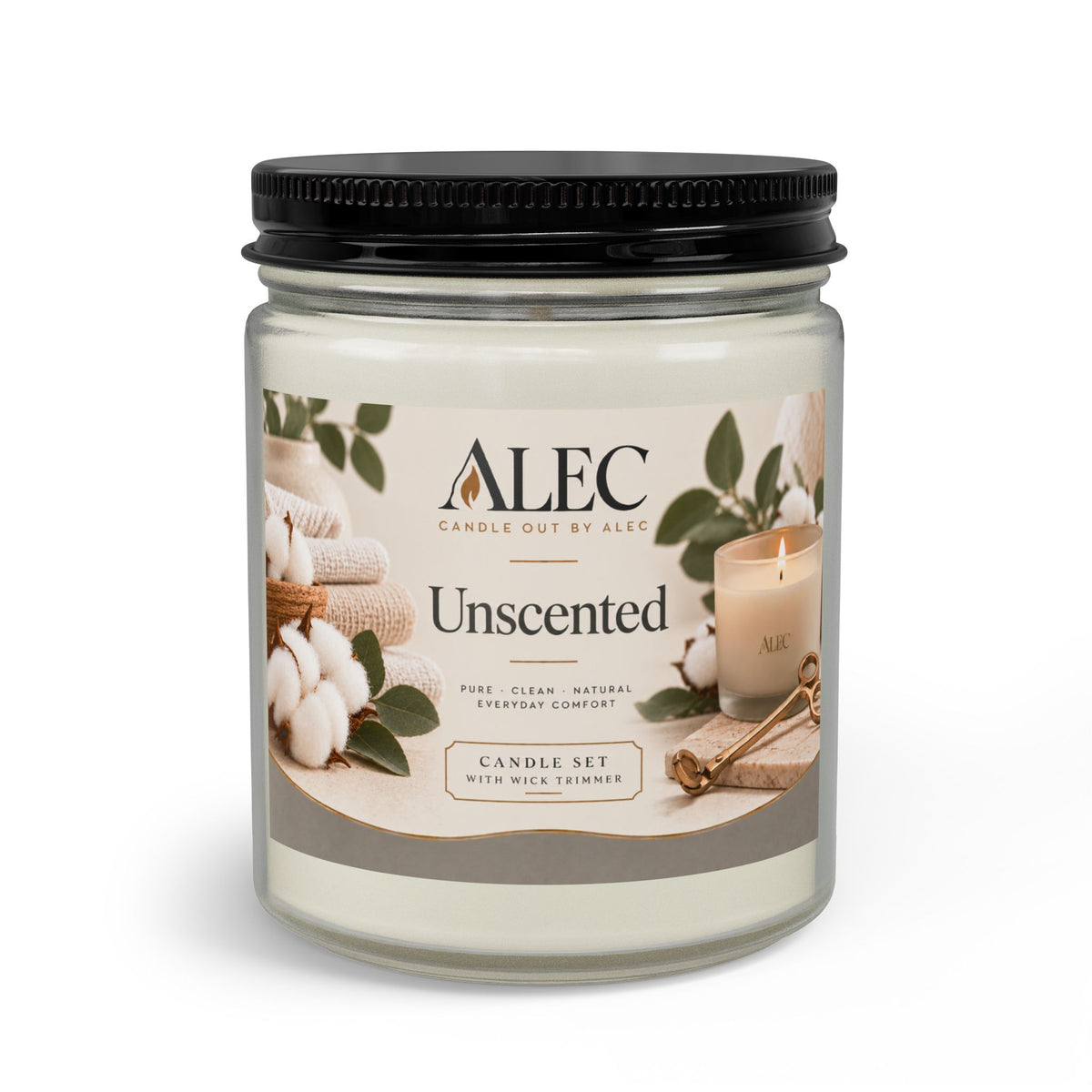 Unscented Candle Set with Wick Trimmer