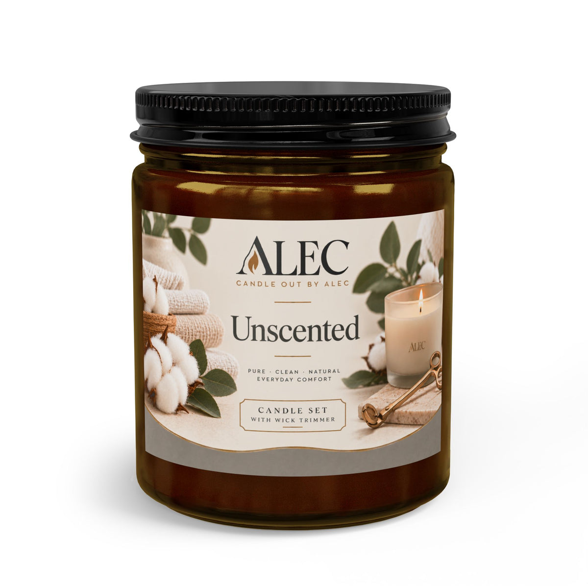 Unscented Candle Set with Wick Trimmer