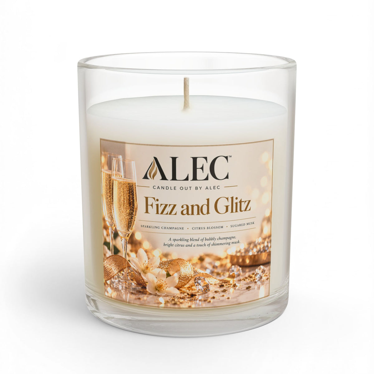 ALEC “Fizz and Glitz” Celebration Glass Candle