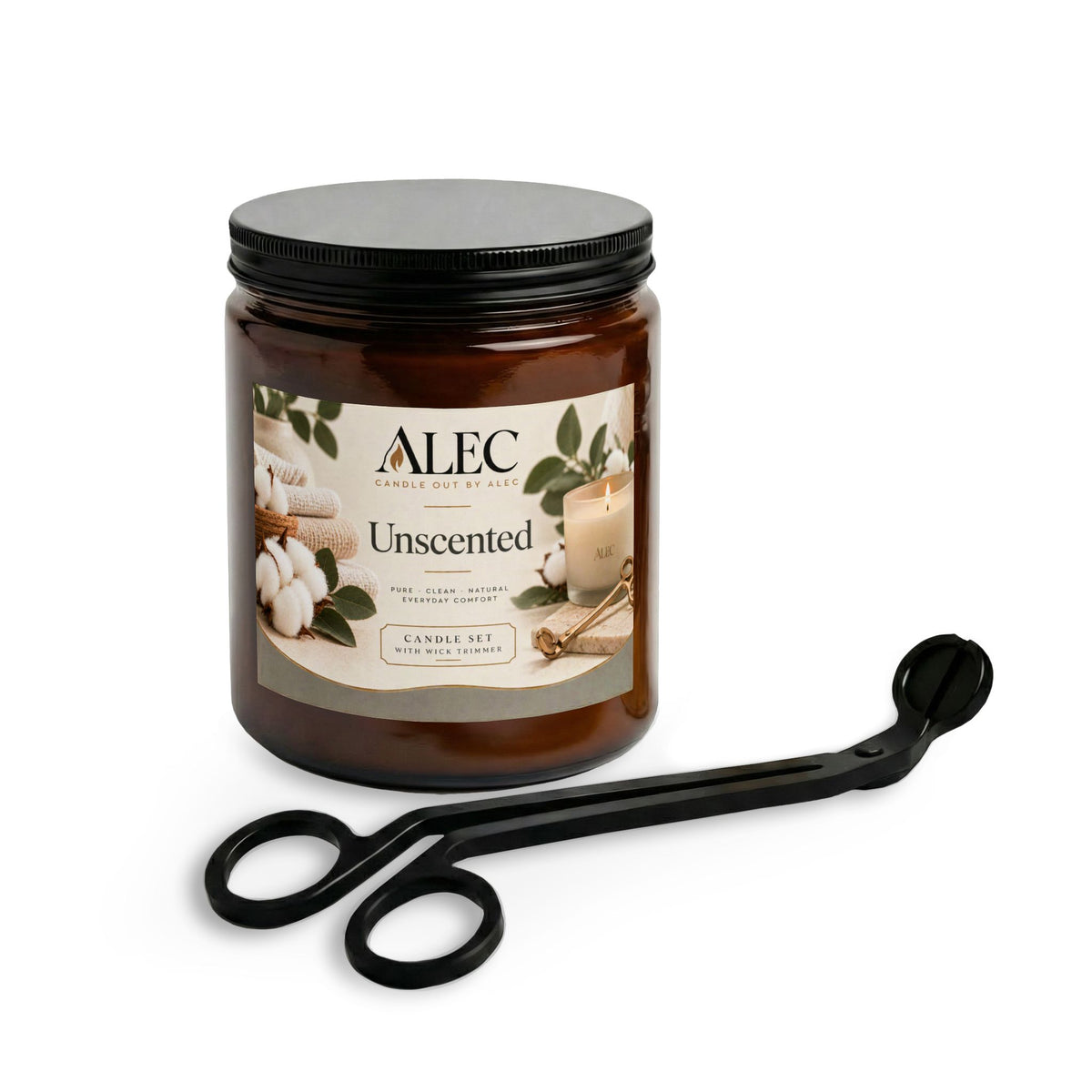 Unscented Candle Set with Wick Trimmer