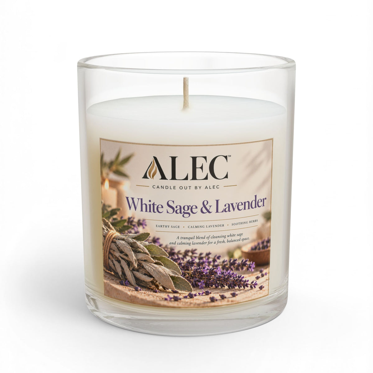 White Sage & Lavender Glass Candle