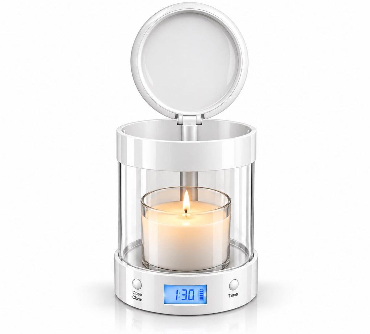 ALEC automatic candle holder with timer lid, photo from the Candle Out Instagram