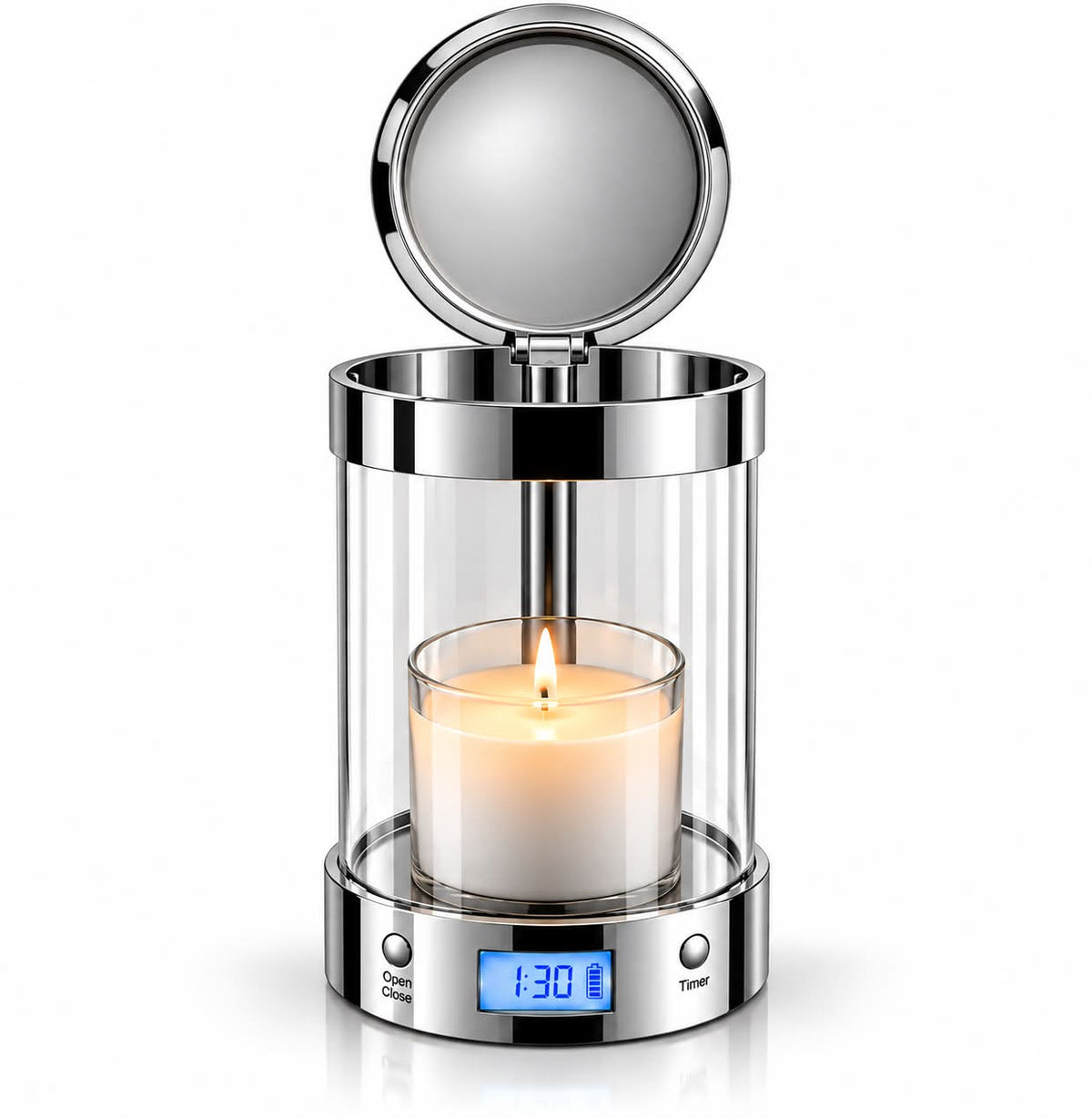ALEC candle holder with built-in timer, photo from the Candle Out Instagram