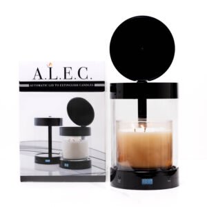 A.L.E.C Automatic candle extinguisher, next to packaging