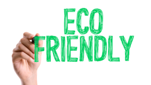 Hand writing "Eco Friendly" in green